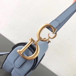 Dior Saddle Bag In Sky Blue Grained Calfskin 627