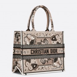 Dior Medium Book Tote Bag in Beige Butterfly Bandana Embroidery  300