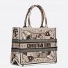 Dior Medium Book Tote Bag in Beige Butterfly Bandana Embroidery  300