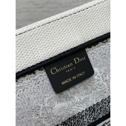 Dior Medium Book Tote Bag in Black and White Butterfly Bandana Embroidery  332