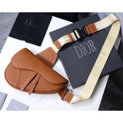 Dior Men's Saddle Belt Bag In Brown Grained Calfskin 546