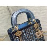 Dior Lady Dior Mini Chain Bag in Satin with Blue Bead Embroidery 428