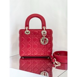 Dior Small Lady Dior My ABCDior Bag in Red Lambskin 516