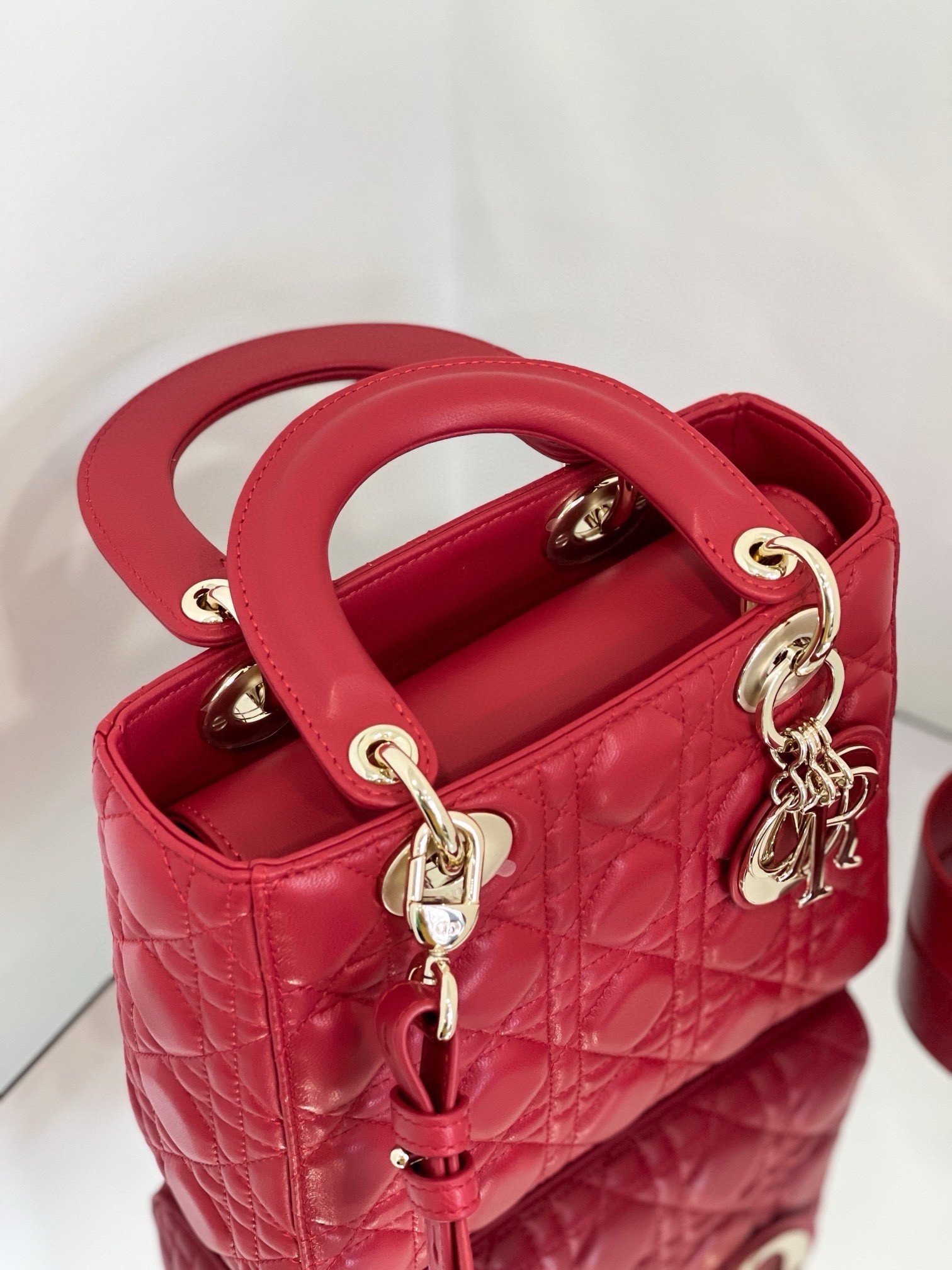 Dior Small Lady Dior My ABCDior Bag in Red Lambskin 516