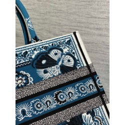 Dior Medium Book Tote Bag in Blue Butterfly Bandana Embroidery 549