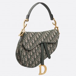 Dior Saddle Bag In Green Oblique Jacquard Canvas 695