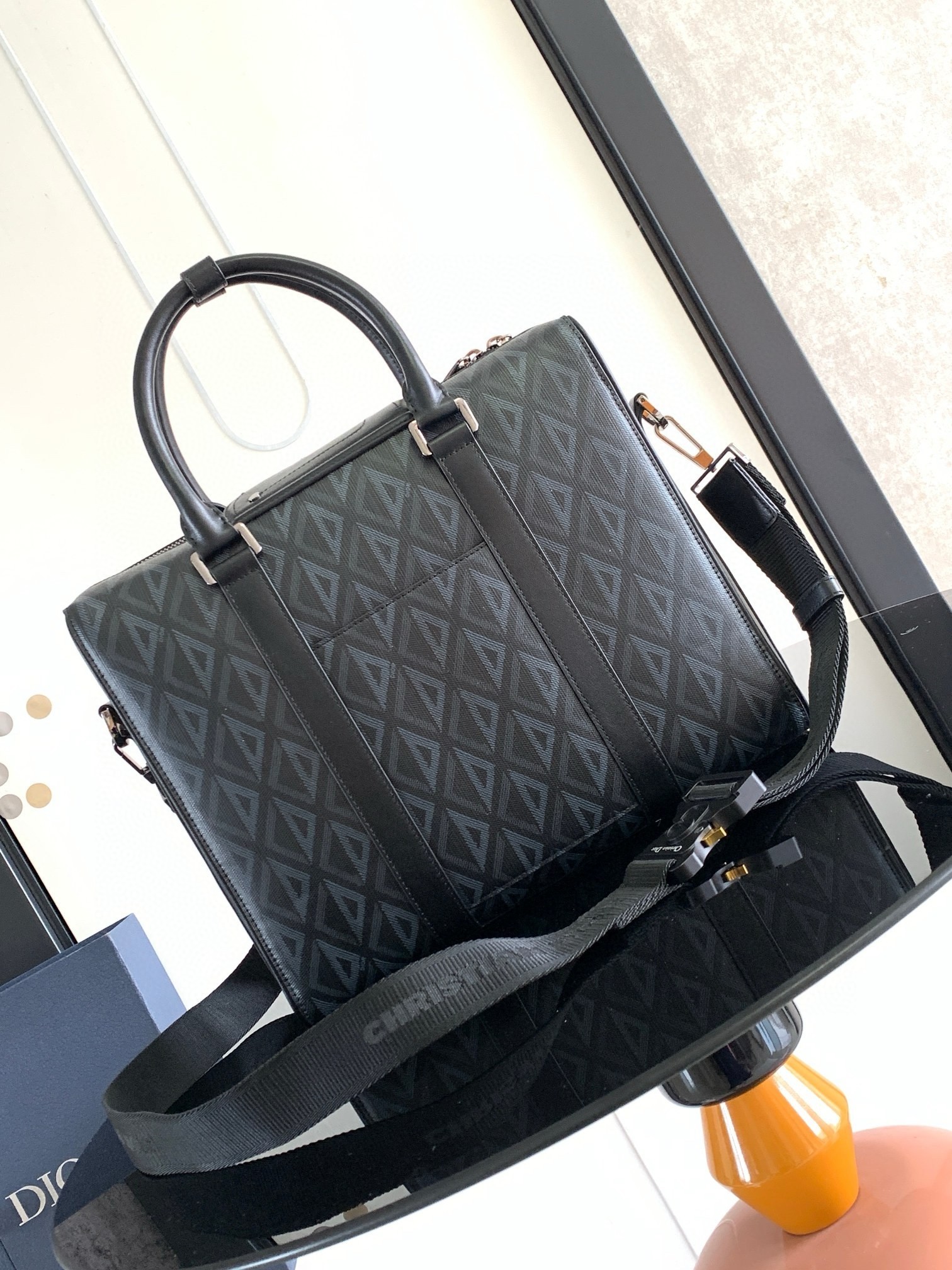 Dior Lingot Briefcase in Black CD Diamond Canvas 611