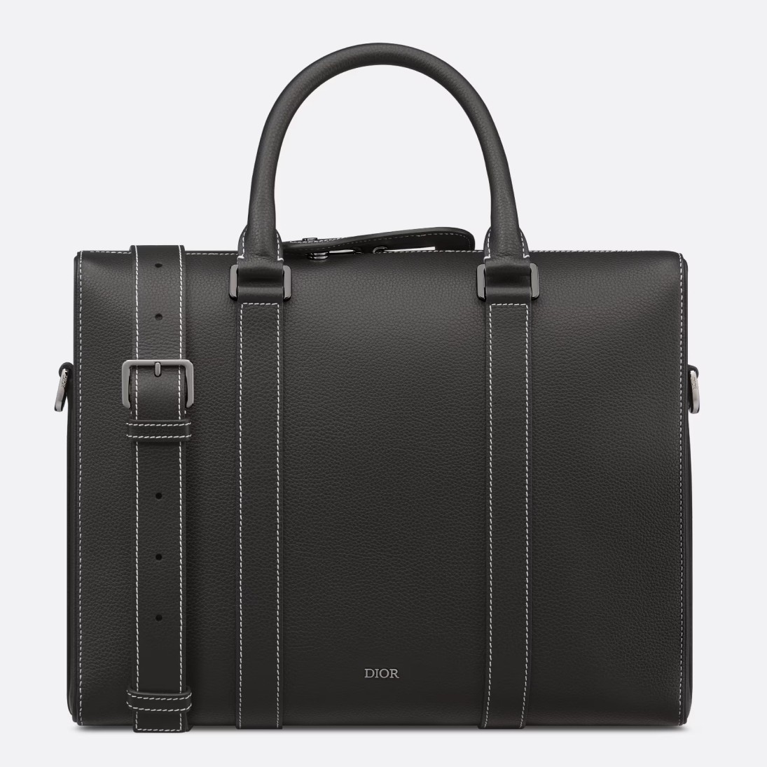 Dior Lingot Briefcase in Black Grained Calfskin 641