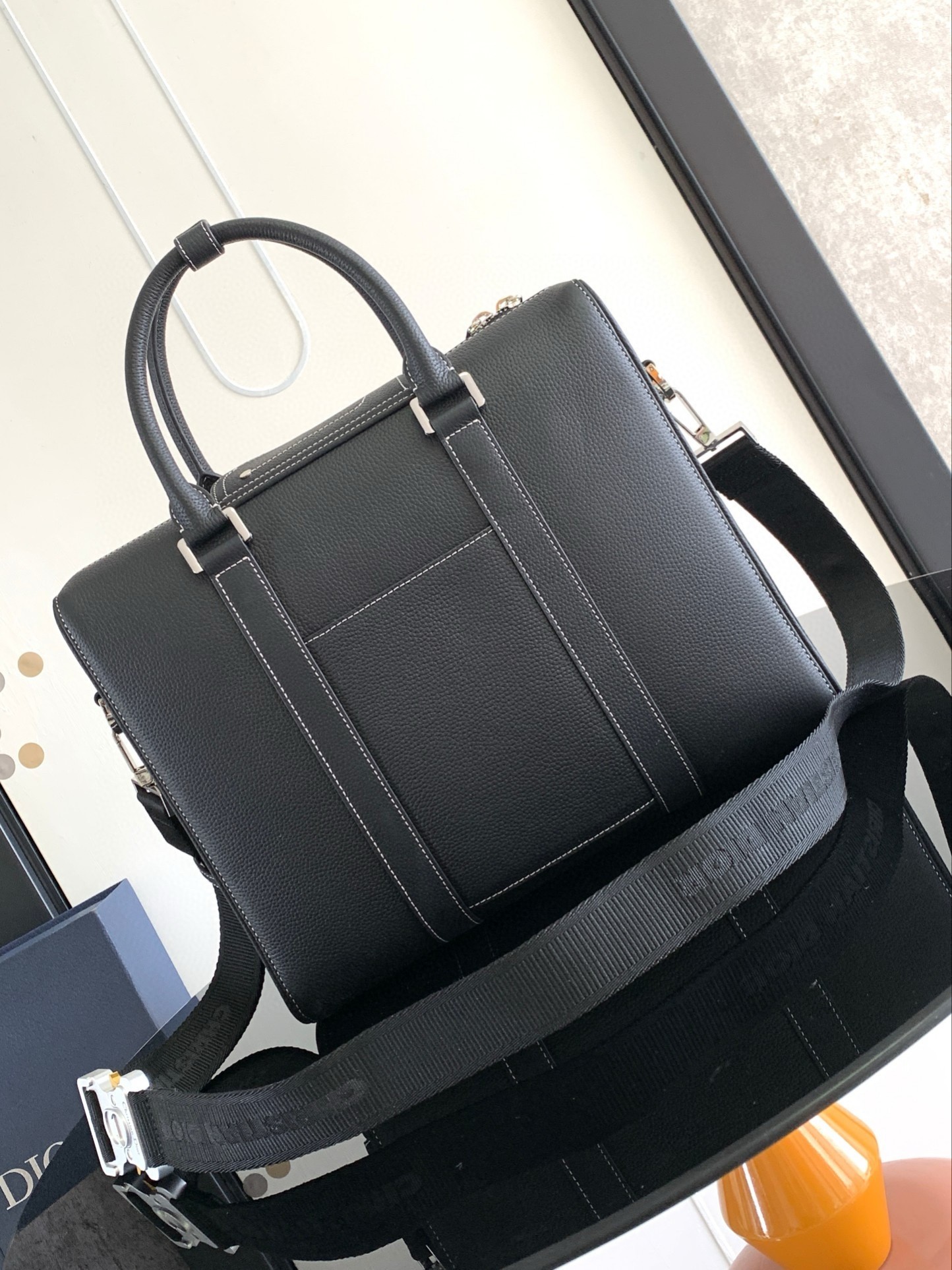 Dior Lingot Briefcase in Black Grained Calfskin 641