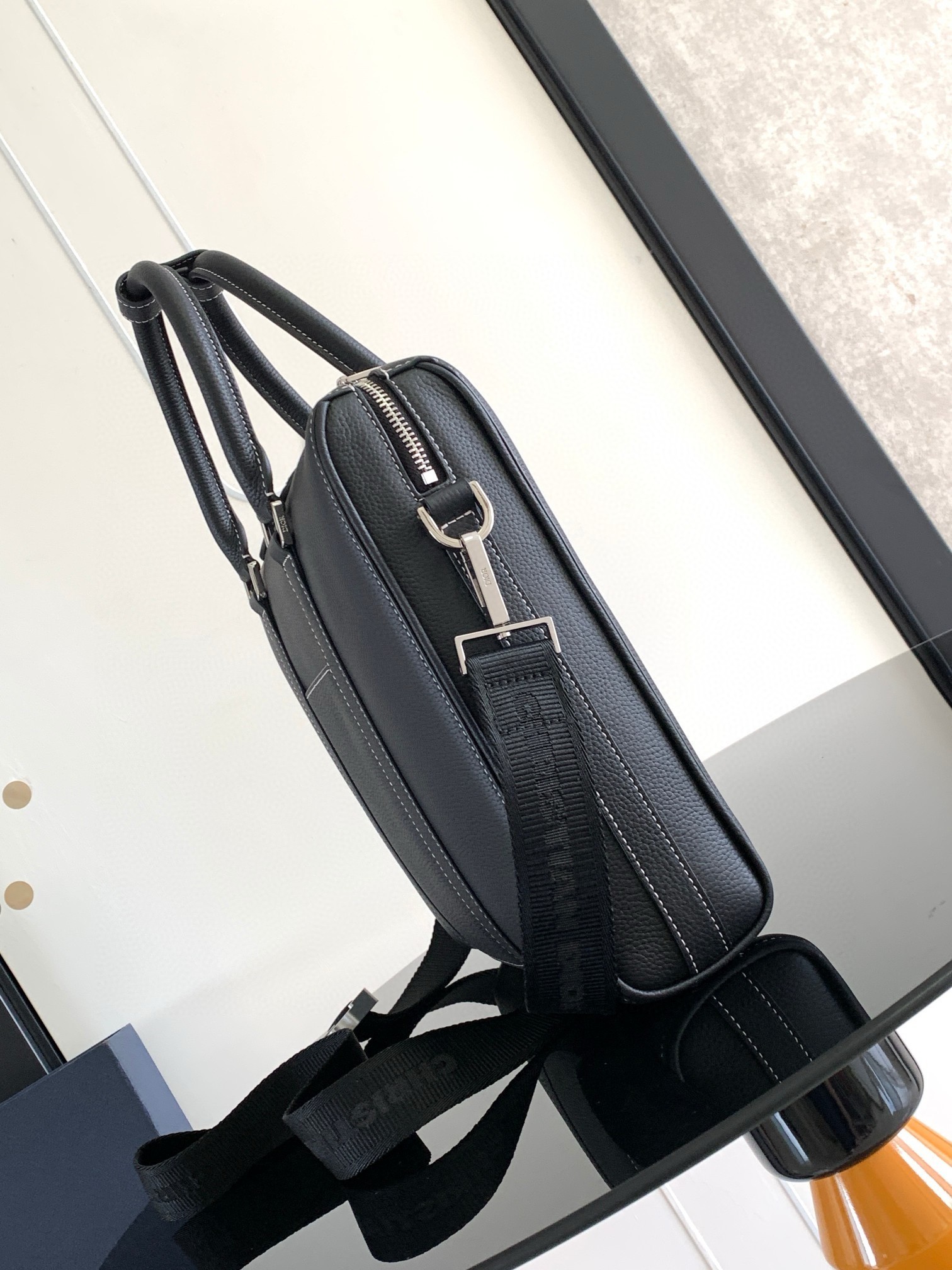 Dior Lingot Briefcase in Black Grained Calfskin 641