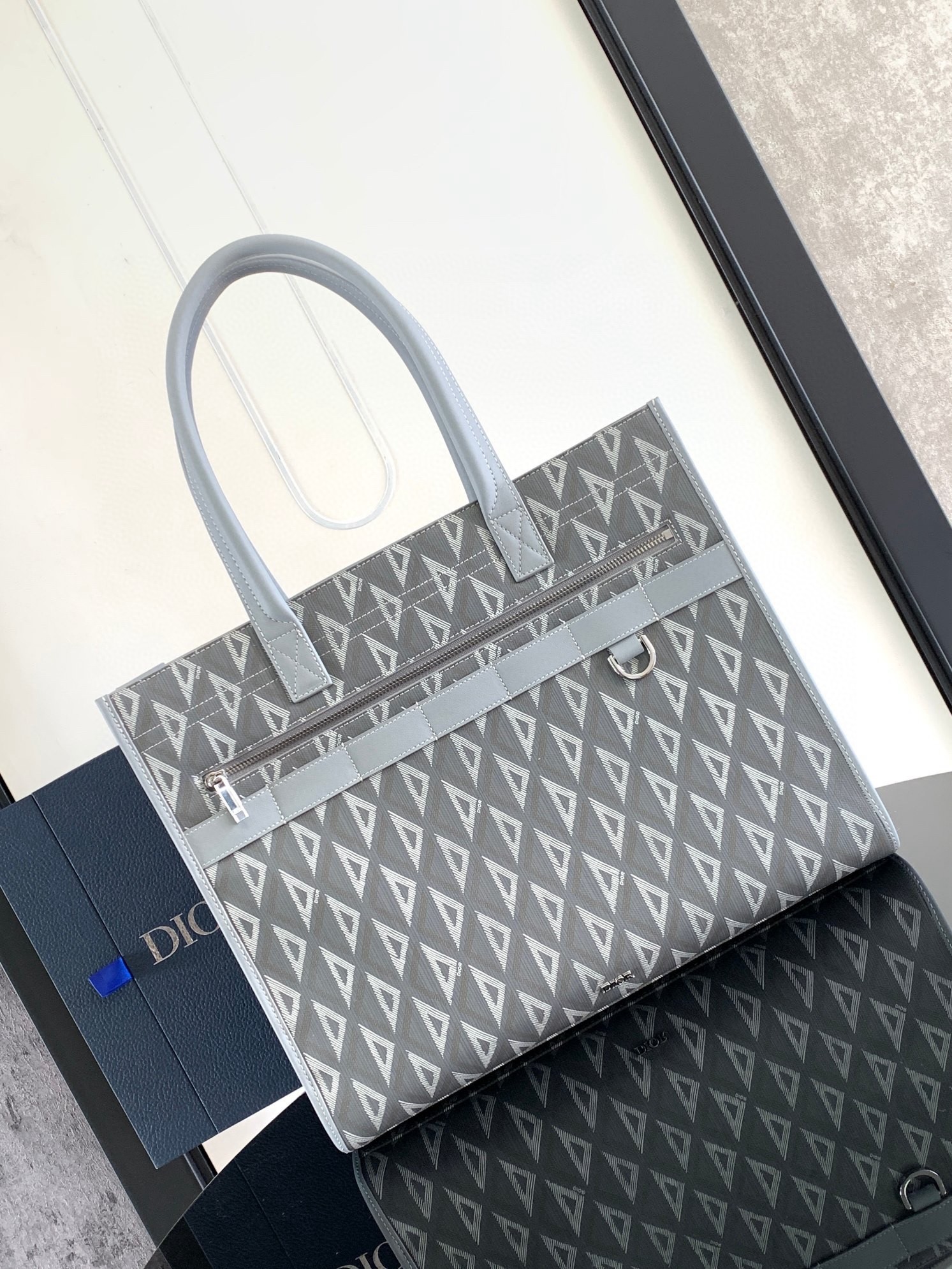 Dior Safari Tote Bag in Grey CD Diamond Canvas 753