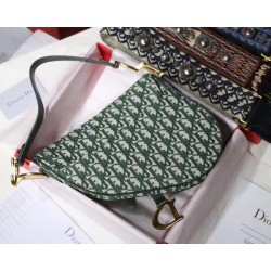 Dior Saddle Bag In Green Oblique Jacquard Canvas 695