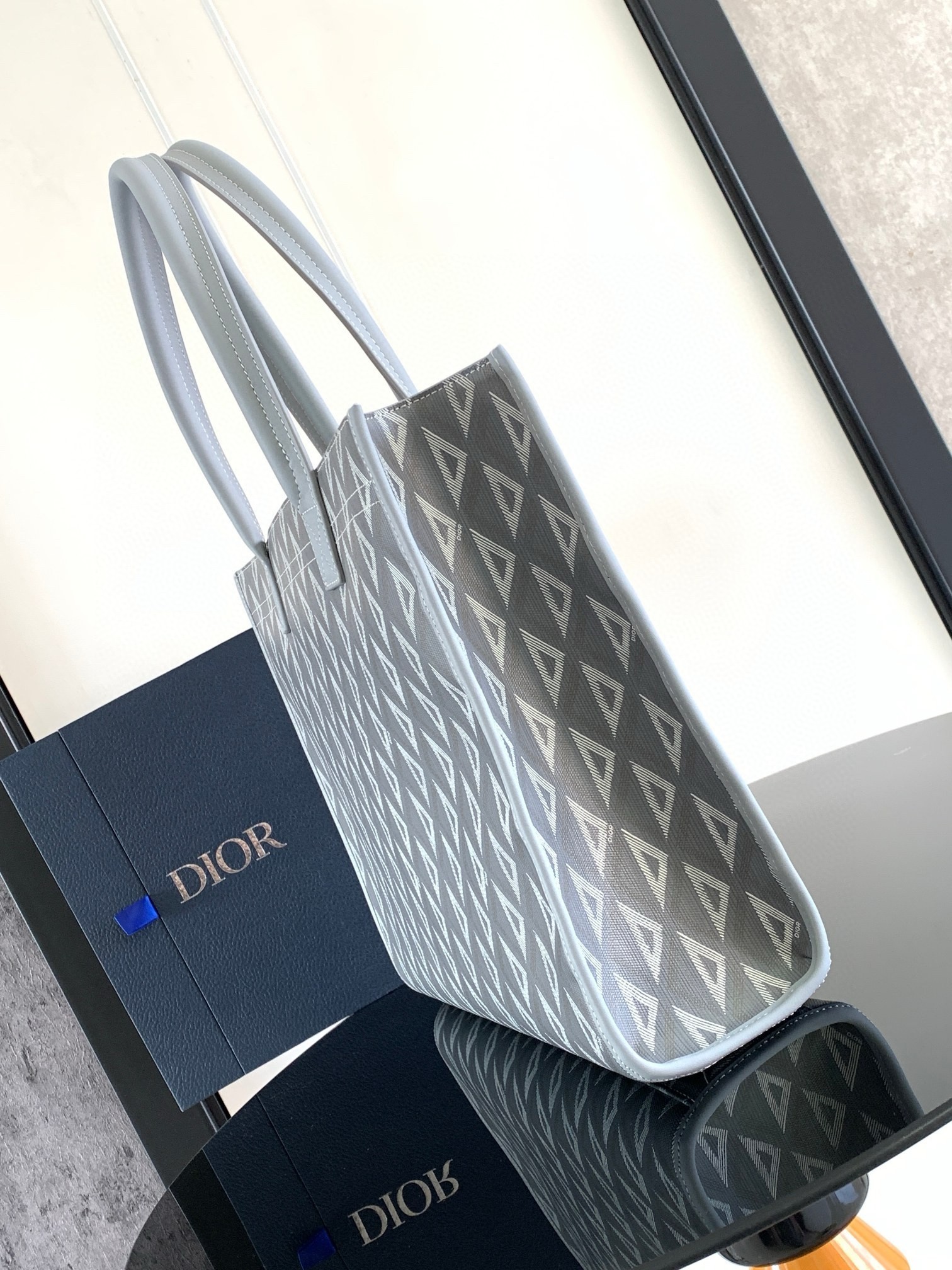 Dior Safari Tote Bag in Grey CD Diamond Canvas 753