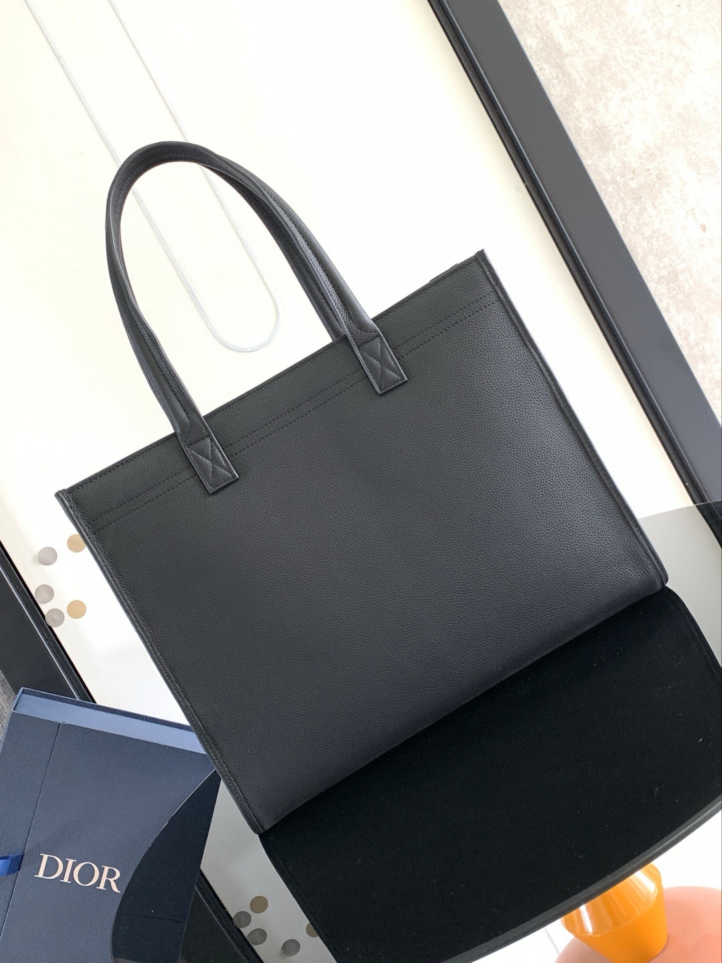 Dior Safari Tote Bag in Black Grained Calfskin 824