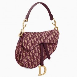 Dior Saddle Bag In Bordeaux Oblique Jacquard Canvas 267