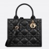 Dior Small Book Tote Bag with Strap in Black Macrocannage Calfskin 976