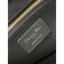 Dior Small Book Tote Bag with Strap in Black Macrocannage Calfskin 976