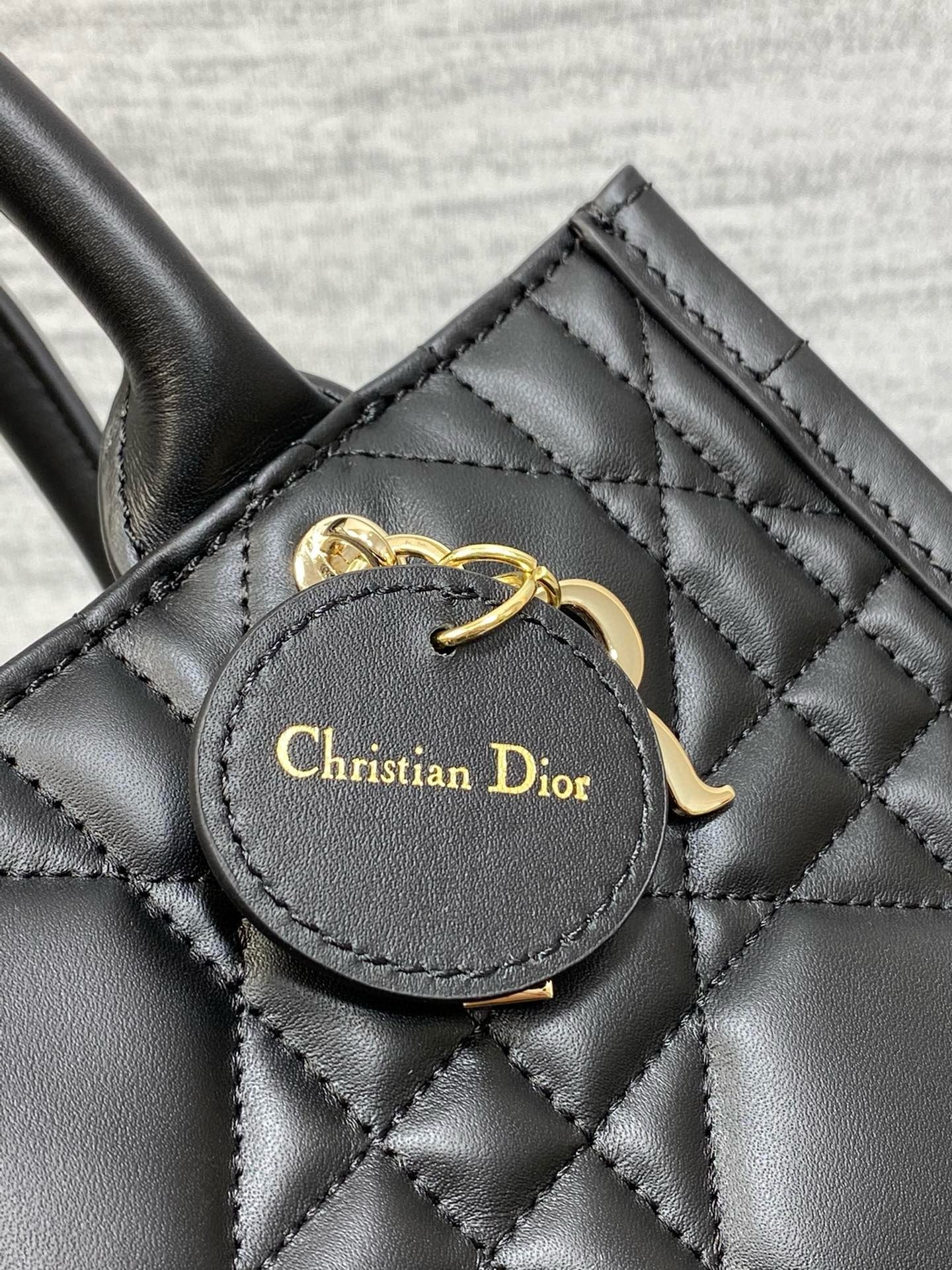 Dior Small Book Tote Bag with Strap in Black Macrocannage Calfskin 976