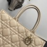 Dior Medium Book Tote Bag with Strap in Beige Macrocannage Calfskin 066