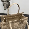 Dior Medium Book Tote Bag with Strap in Beige Macrocannage Calfskin 066