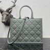 Dior Medium Book Tote Bag with Strap in Grey Macrocannage Calfskin 099