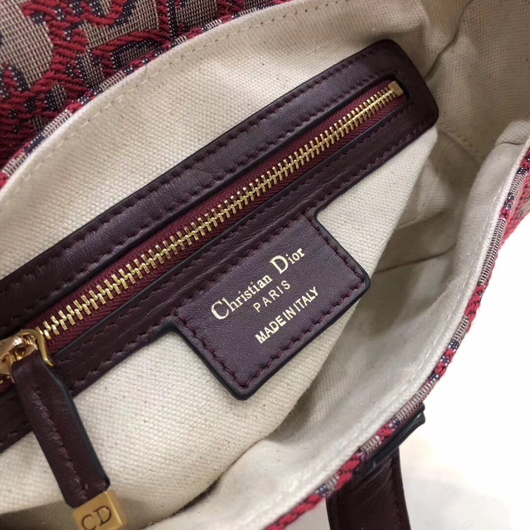 Dior Saddle Bag In Bordeaux Oblique Jacquard Canvas 267