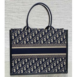 Dior Medium Book Tote Bag with Strap in Blue Dior Oblique Canvas 204