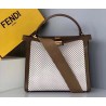 Fendi Peekaboo X Lite Medium Bag In White Perforated Leather 252