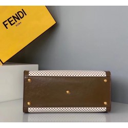 Fendi Peekaboo X Lite Medium Bag In White Perforated Leather 252