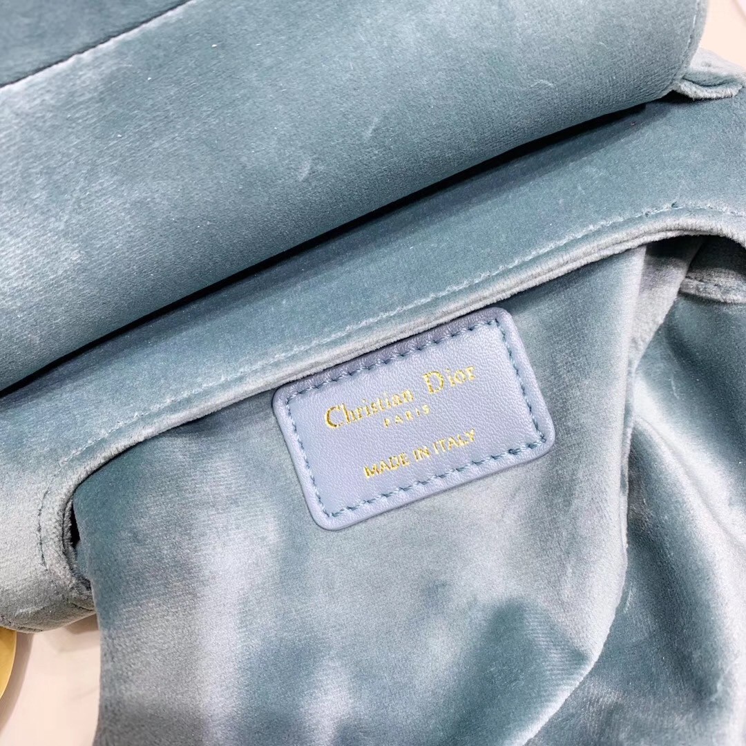 Dior Mini Saddle Bag In Sea Green Velvet 896