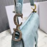 Dior Mini Saddle Bag In Sea Green Velvet 896