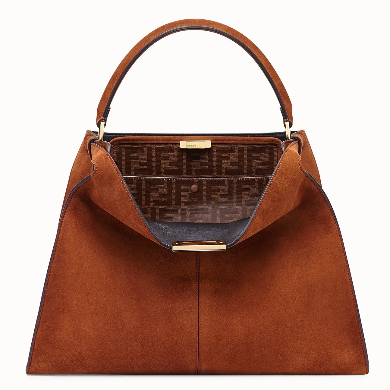 Fendi Brown Peekaboo X Lite Large Suede Bag 391