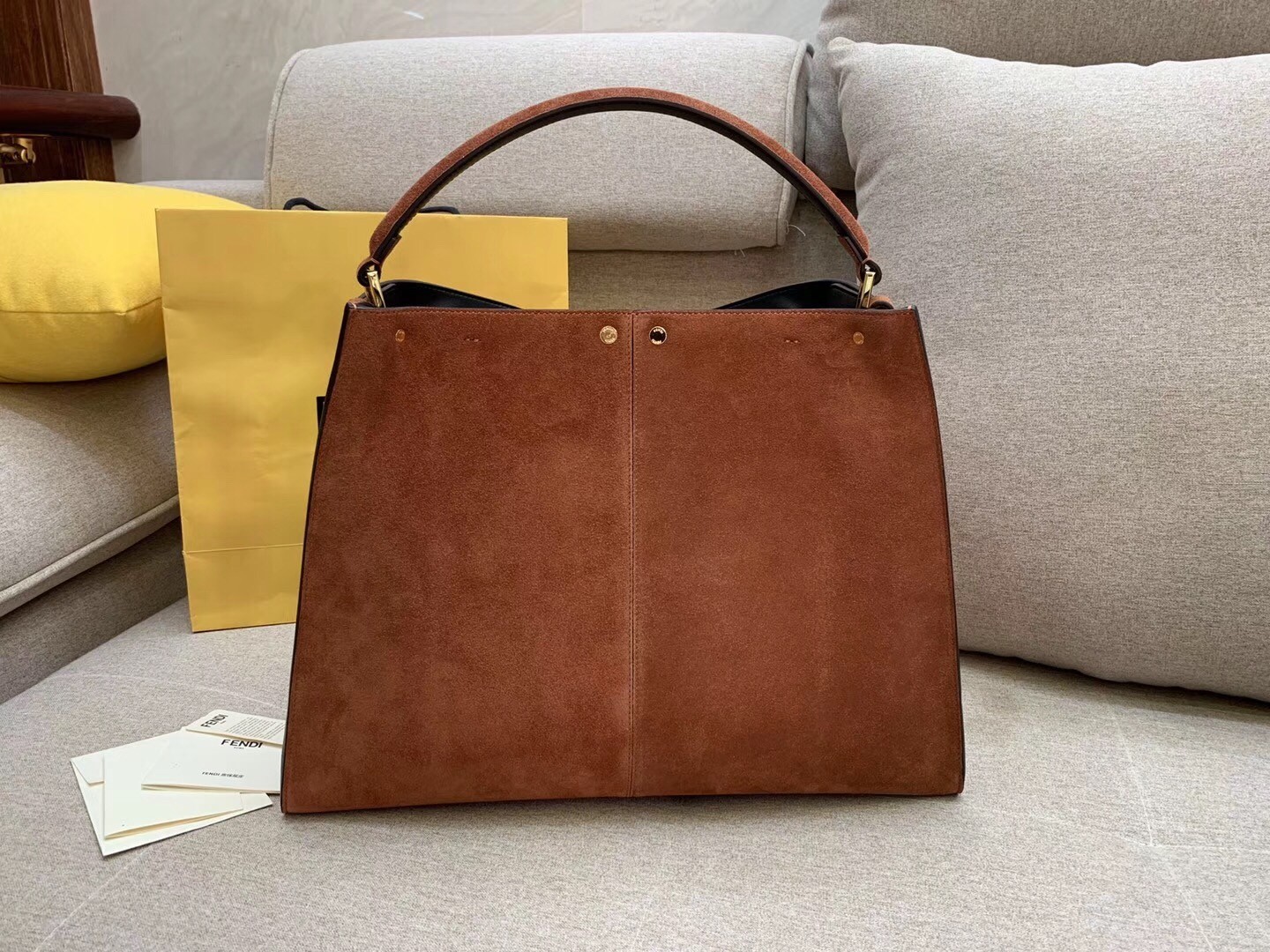 Fendi Brown Peekaboo X Lite Large Suede Bag 391