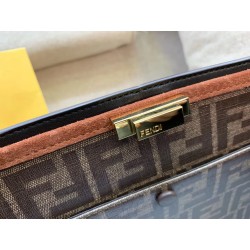 Fendi Brown Peekaboo X Lite Large Suede Bag 391