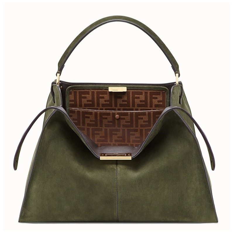 Fendi Green Peekaboo X Lite Large Suede Bag 415