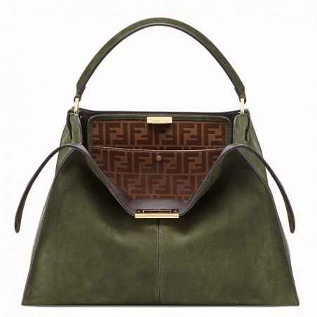 Fendi Green Peekaboo X Lite Large Suede Bag 415