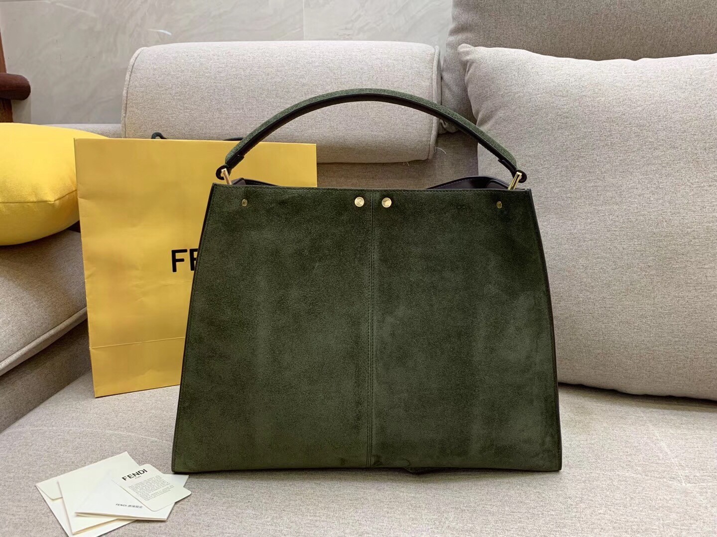 Fendi Green Peekaboo X Lite Large Suede Bag 415