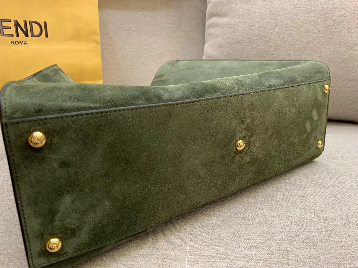 Fendi Green Peekaboo X Lite Large Suede Bag 415