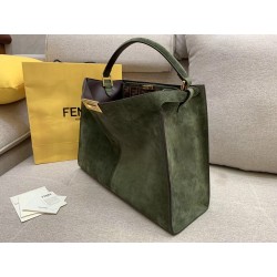 Fendi Green Peekaboo X Lite Large Suede Bag 415