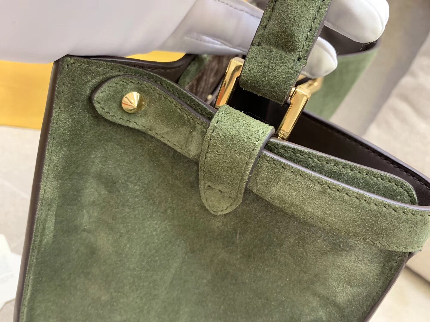 Fendi Green Peekaboo X Lite Large Suede Bag 415