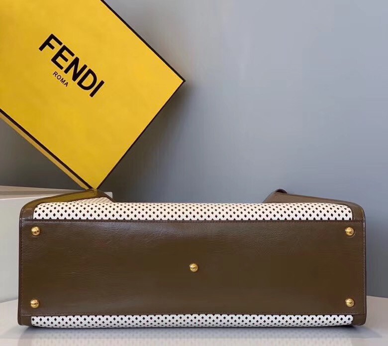 Fendi Peekaboo X Lite Large Bag In White Perforated Leather 466