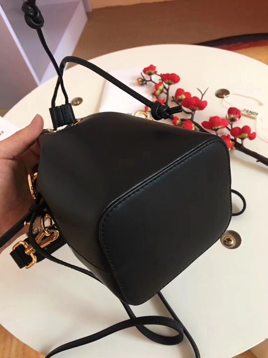 Fendi Mon Tresor Mini Bucket Bag In Black Calfskin 506