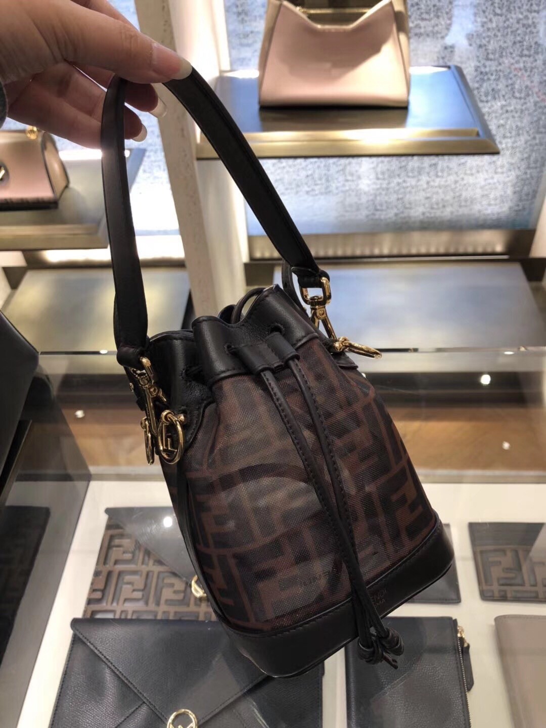 Fendi Mon Tresor Mini Bucket Bag In Tech Mesh 791