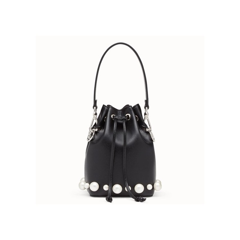 Fendi Black Mini Mon Tresor Pearls Bucket Bag 821