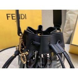 Fendi Black Mon Tresor Mini Bucket Bag In Transparent PU 464