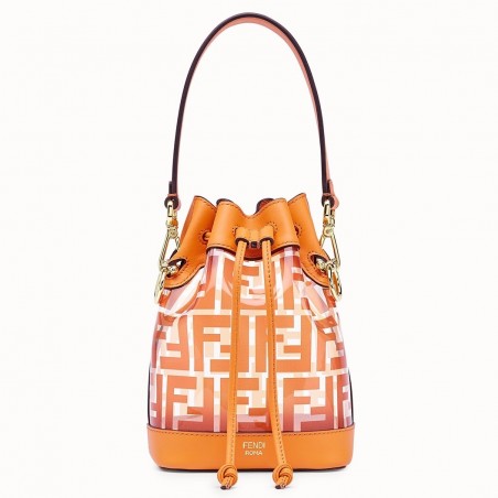 Fendi Orange Mon Tresor Mini Bucket Bag In Transparent PU 605