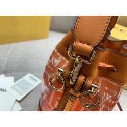 Fendi Orange Mon Tresor Mini Bucket Bag In Transparent PU 605