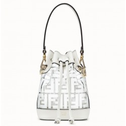 Fendi White Mon Tresor Mini Bucket Bag In Transparent PU 645