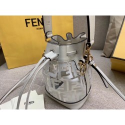 Fendi White Mon Tresor Mini Bucket Bag In Transparent PU 645