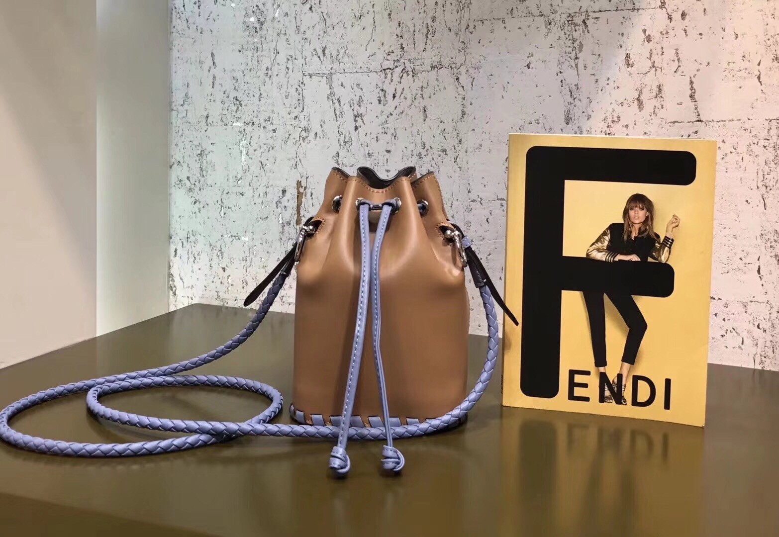 Fendi Mon Tresor Mini Bucket Braided Bag In Brown Calfskin 681